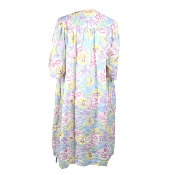 VTG Smart Time Floral Seersucker Snap Front Cottagecore Duster House Dress - Picture 6 of 7
